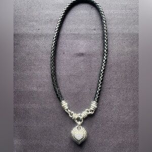 Judith Ripka vintage .925 Silver and Black Heart Pendant Necklace